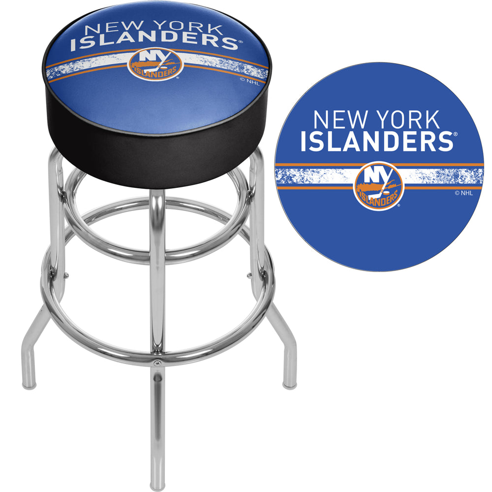 NHL Chrome Padded Swivel Bar Stool 30 Inches High -  York Islanders Image 2