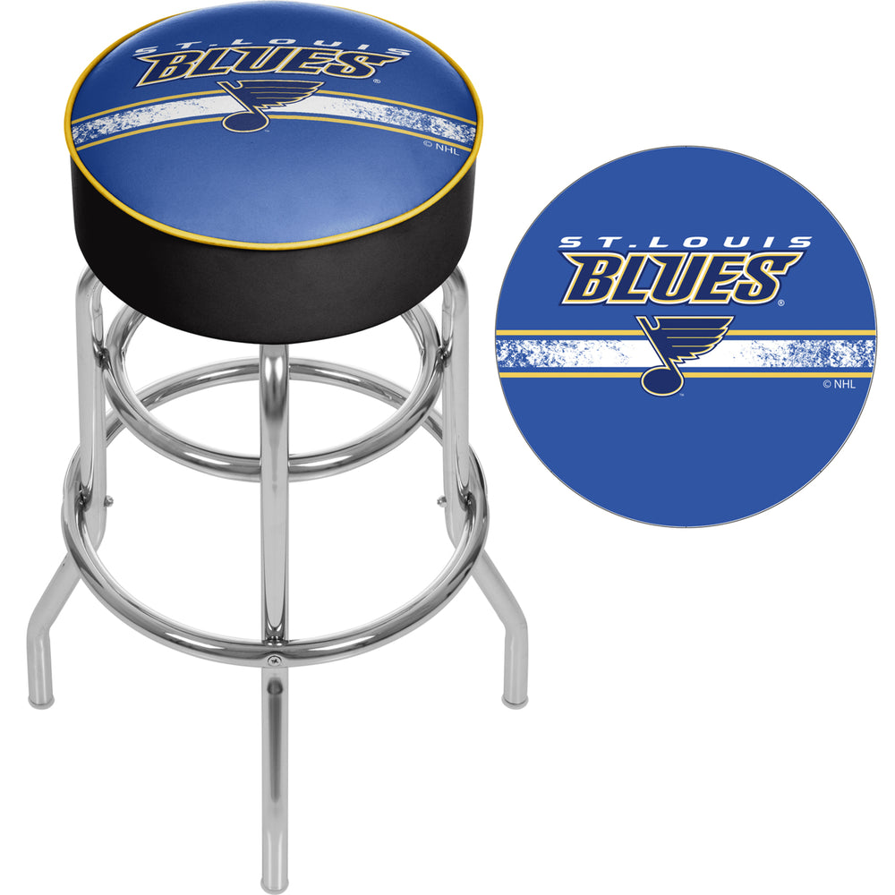 NHL Chrome 30 Inch Bar Stool with Swivel - St. Louis Blues Image 2