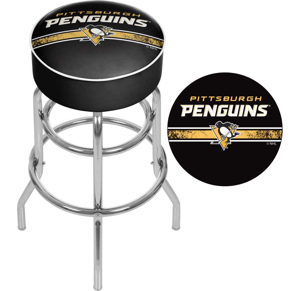 NHL Chrome Padded Swivel Bar Stool 30 Inches High - Pittsburgh Penguins Image 2