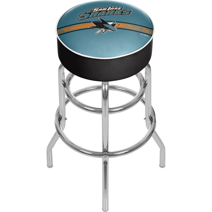 NHL Chrome Padded Swivel Bar Stool 30 Inches High - San Jose Sharks Image 1