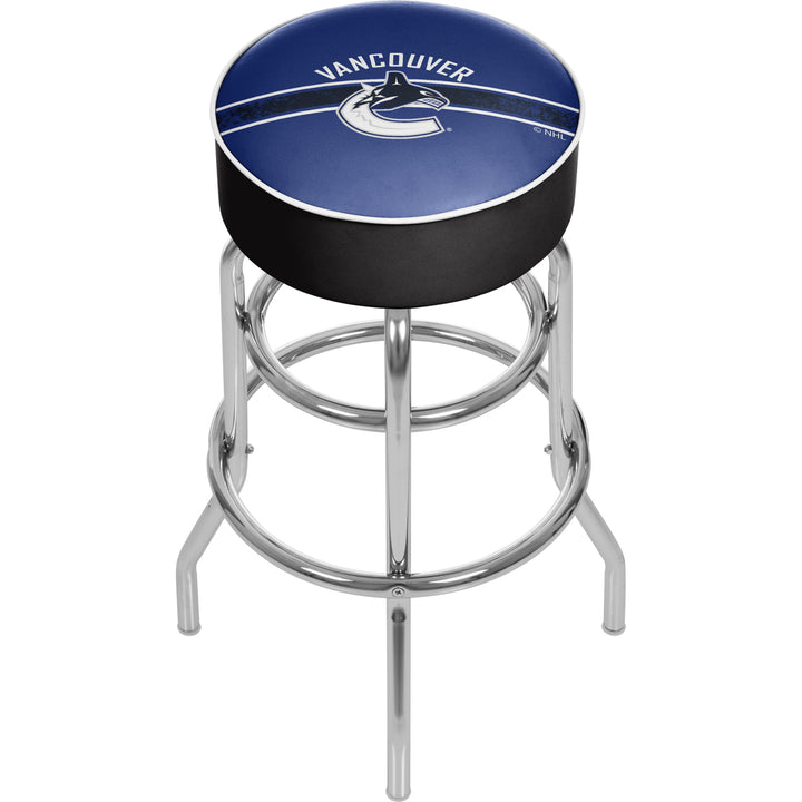 NHL Chrome Padded Swivel Bar Stool 30 Inches High - Vancouver Canucks Image 1