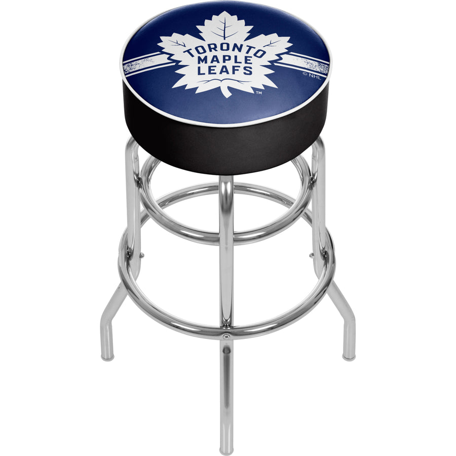NHL Chrome Padded Swivel Bar Stool 30 Inches High - Toronto Maple Leafs Image 1
