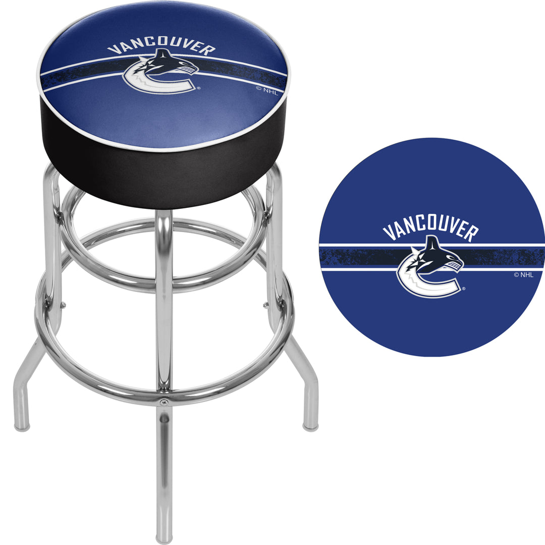 NHL Chrome Padded Swivel Bar Stool 30 Inches High - Vancouver Canucks Image 2