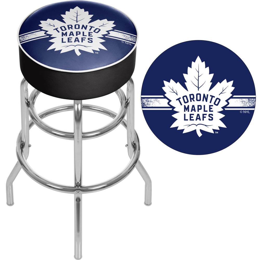 NHL Chrome Padded Swivel Bar Stool 30 Inches High - Toronto Maple Leafs Image 2