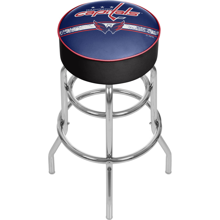 NHL Chrome Padded Swivel Bar Stool 30 Inches High - Washington Capitals Image 1