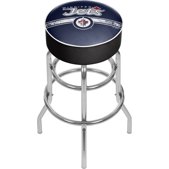 NHL Chrome Padded Swivel Bar Stool 30 Inches High - Winnipeg Jets Image 1