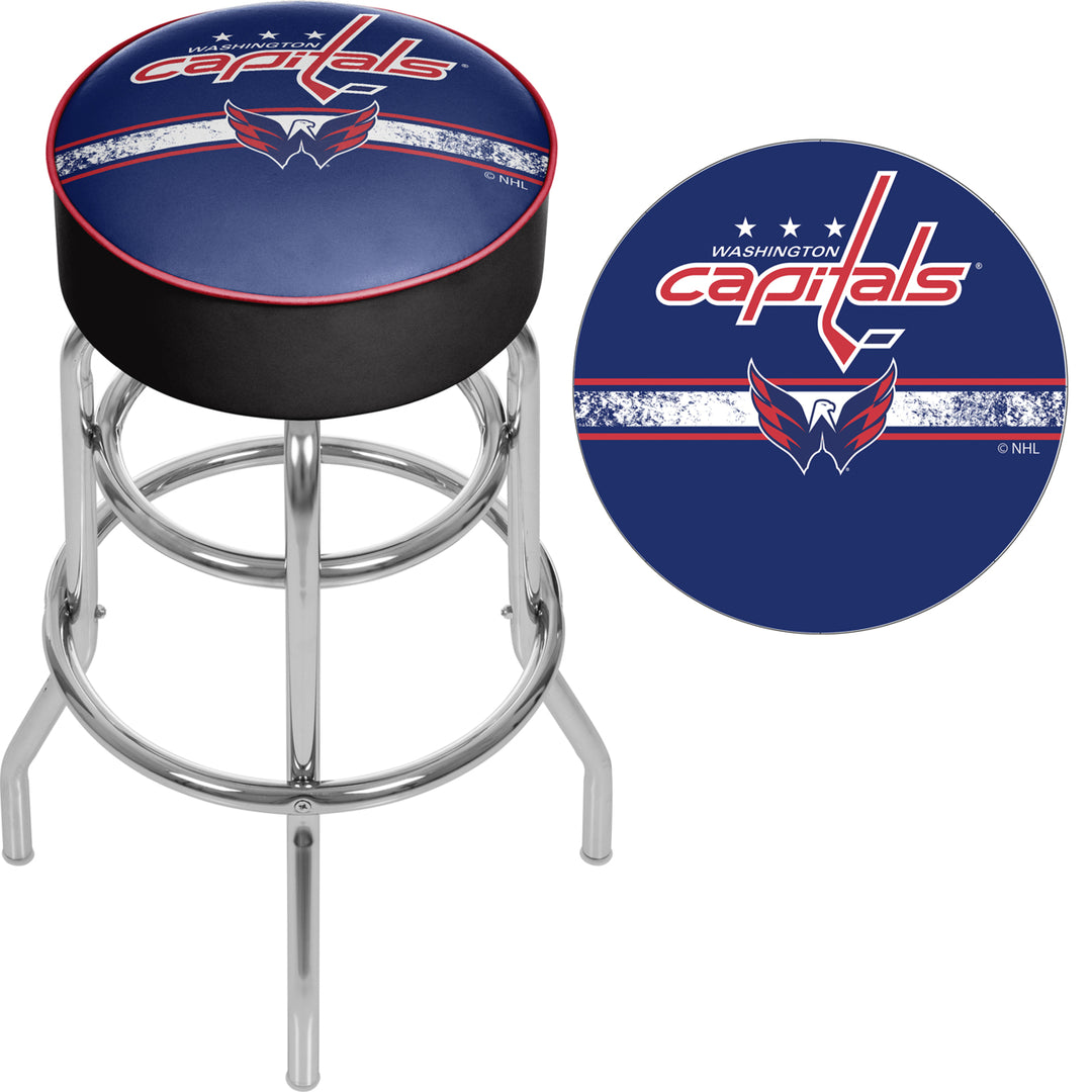 NHL Chrome Padded Swivel Bar Stool 30 Inches High - Washington Capitals Image 2