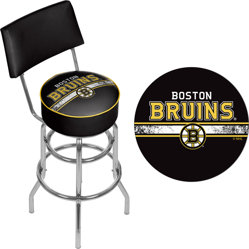 NHL Swivel Swivel Bar Stool with Back - Boston Bruins Image 2