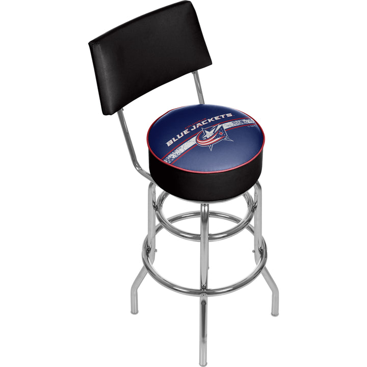 NHL Swivel Swivel Bar Stool with Back - Columbus Blue Jackets Image 1