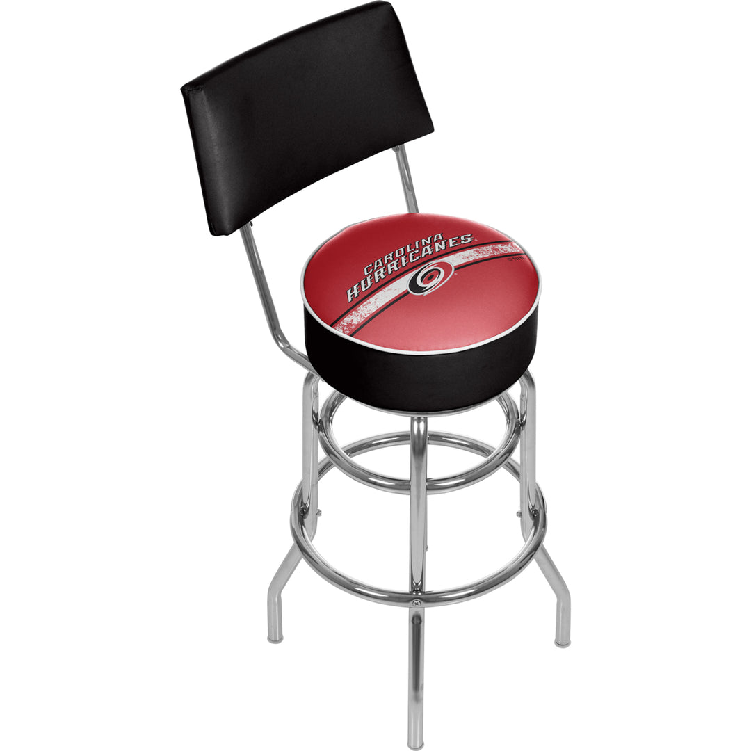 NHL Swivel Swivel Bar Stool with Back - Carolina Hurricanes Image 1