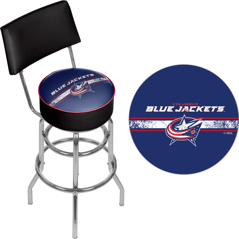 NHL Swivel Swivel Bar Stool with Back - Columbus Blue Jackets Image 2