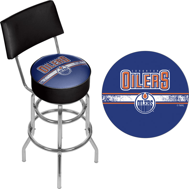 NHL Swivel Swivel Bar Stool with Back - Edmonton Oilers Image 2