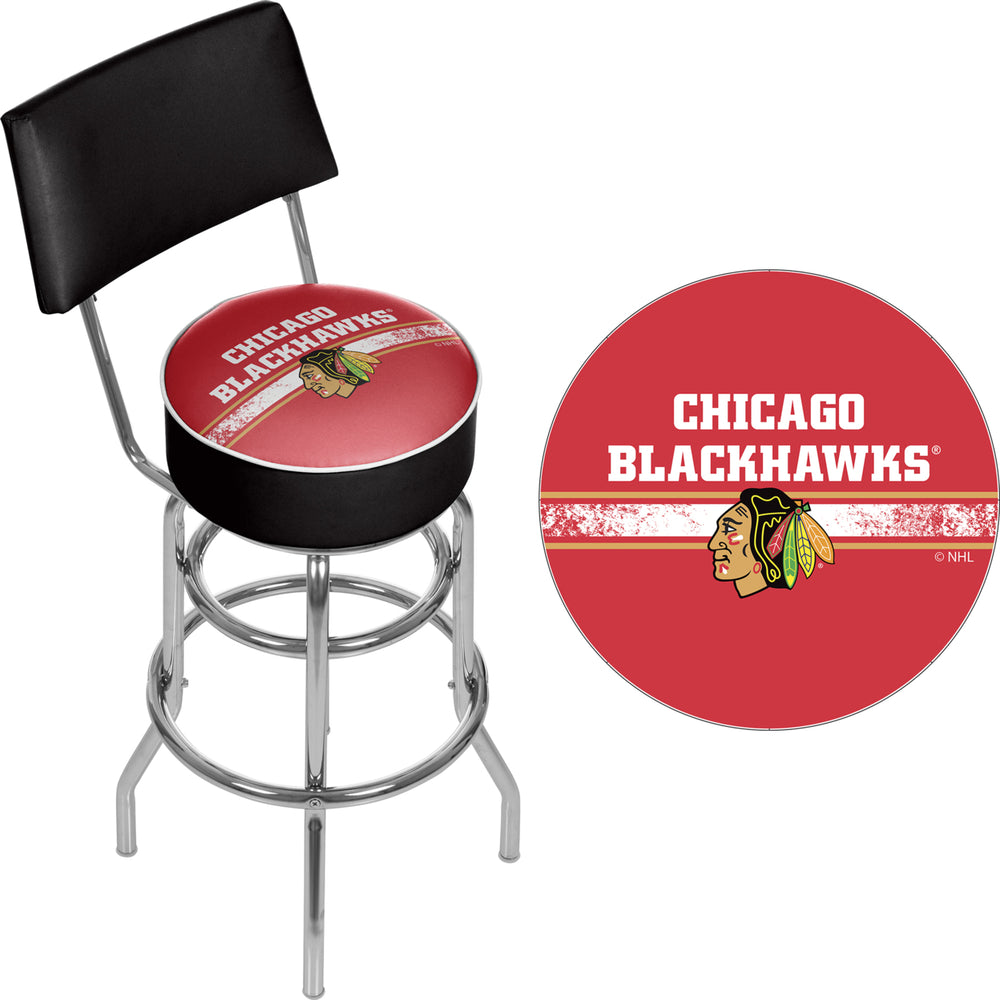 NHL Swivel Swivel Bar Stool with Back -Chicago Blackhawks Image 2