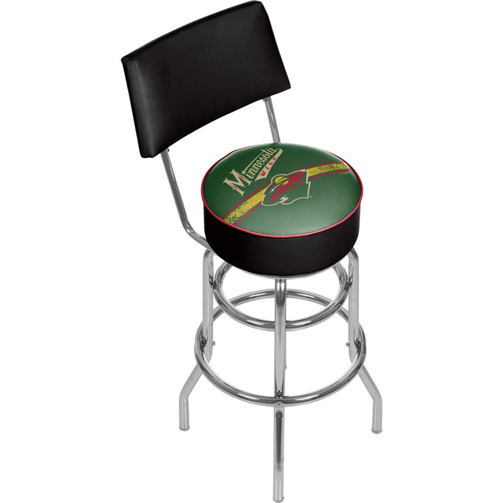 NHL Swivel Swivel Bar Stool with Back - Minnesota Wild Image 1