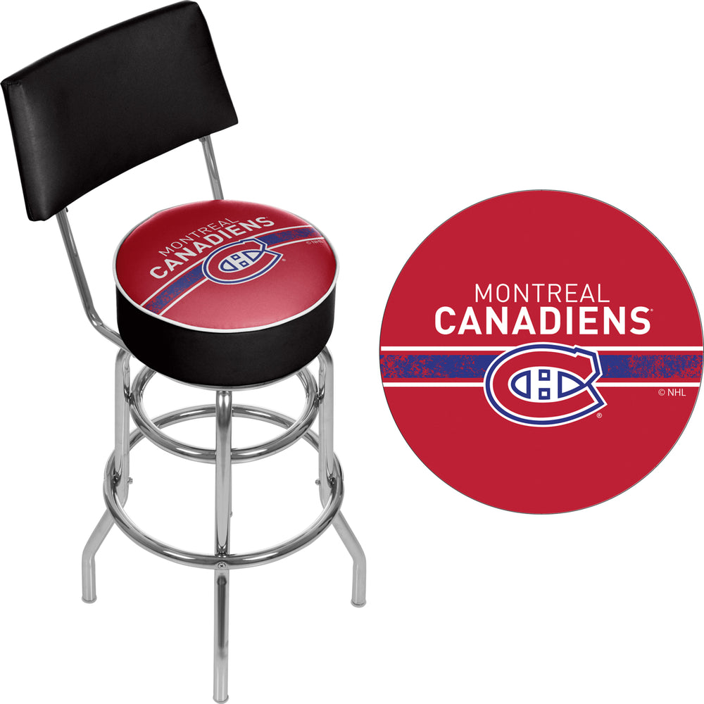 NHL Swivel Swivel Bar Stool with Back - Montreal Canadiens Image 2
