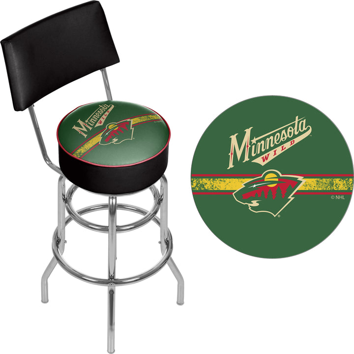 NHL Swivel Swivel Bar Stool with Back - Minnesota Wild Image 2