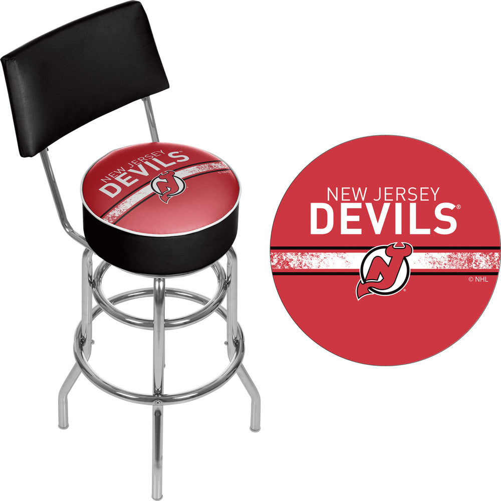 NHL Swivel Swivel Bar Stool with Back -  Jersey Devils Image 2