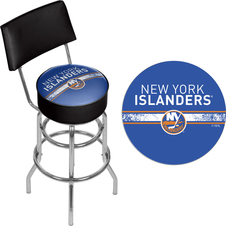 NHL Swivel Swivel Bar Stool with Back - York Islanders Image 2