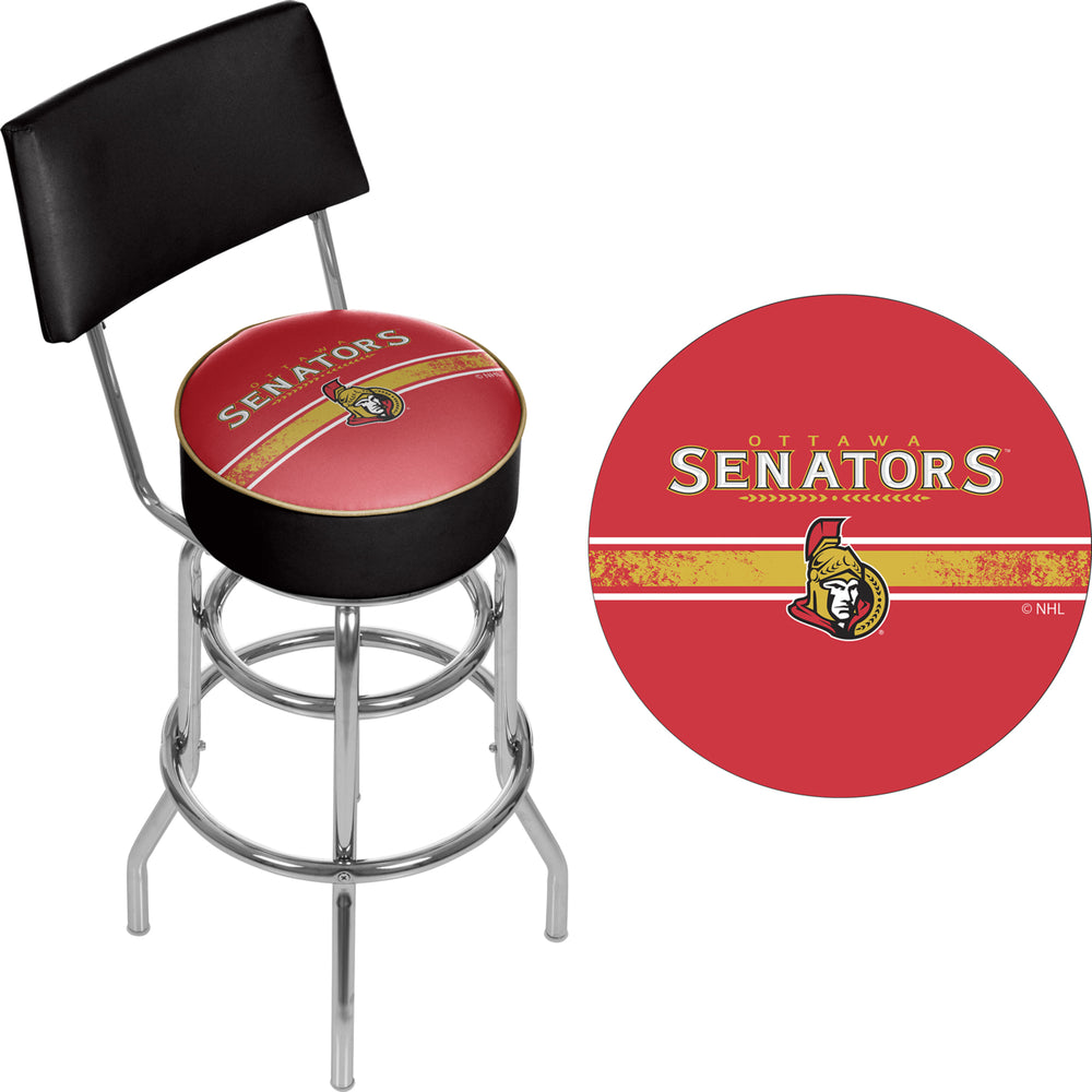 NHL Swivel Swivel Bar Stool with Back - Ottawa Senators Image 2
