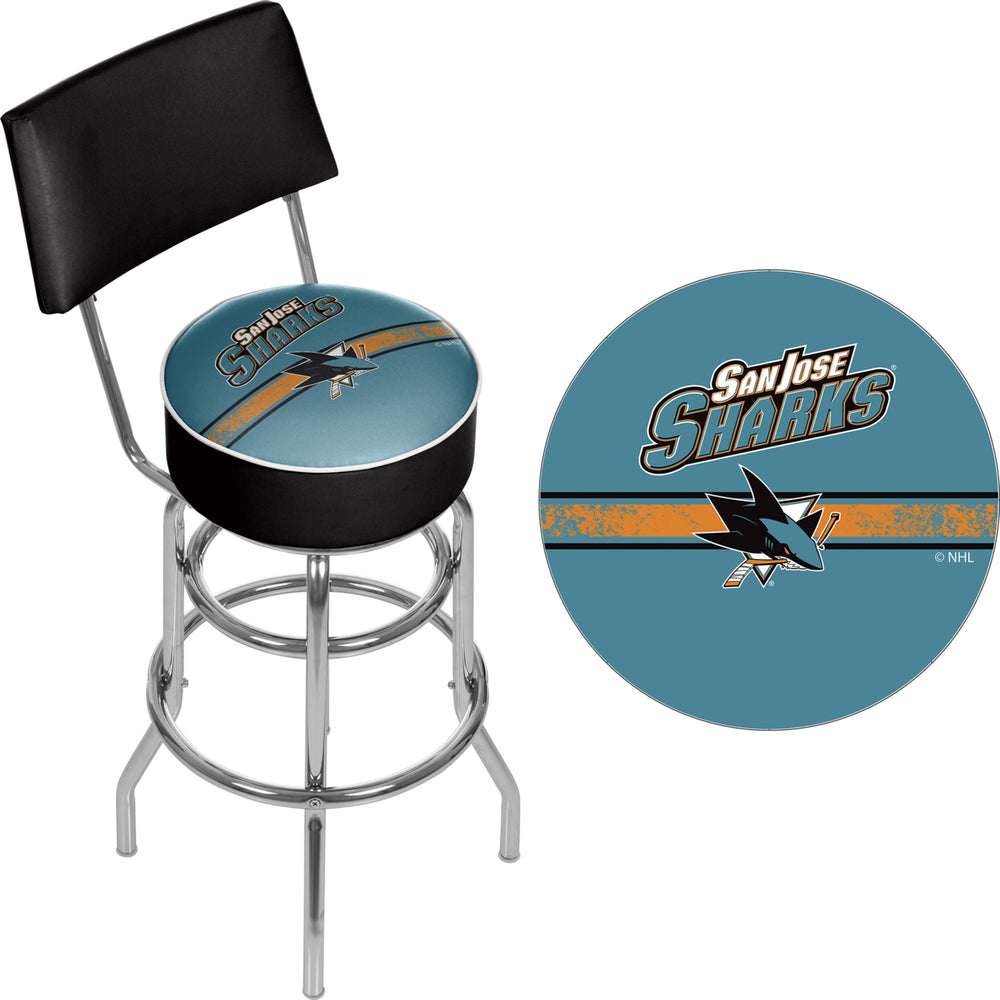 NHL Swivel Swivel Bar Stool with Back - San Jose Sharks Image 2
