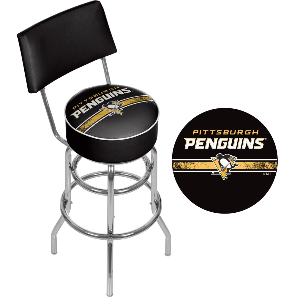 NHL Swivel Swivel Bar Stool with Back - Pittsburgh Penguins Image 2