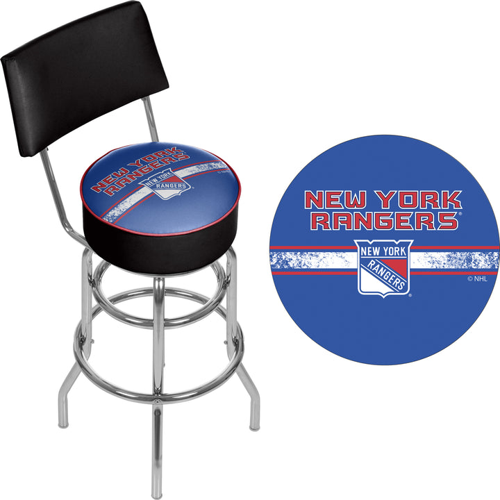 NHL Swivel Swivel Bar Stool with Back -  York Rangers Image 2