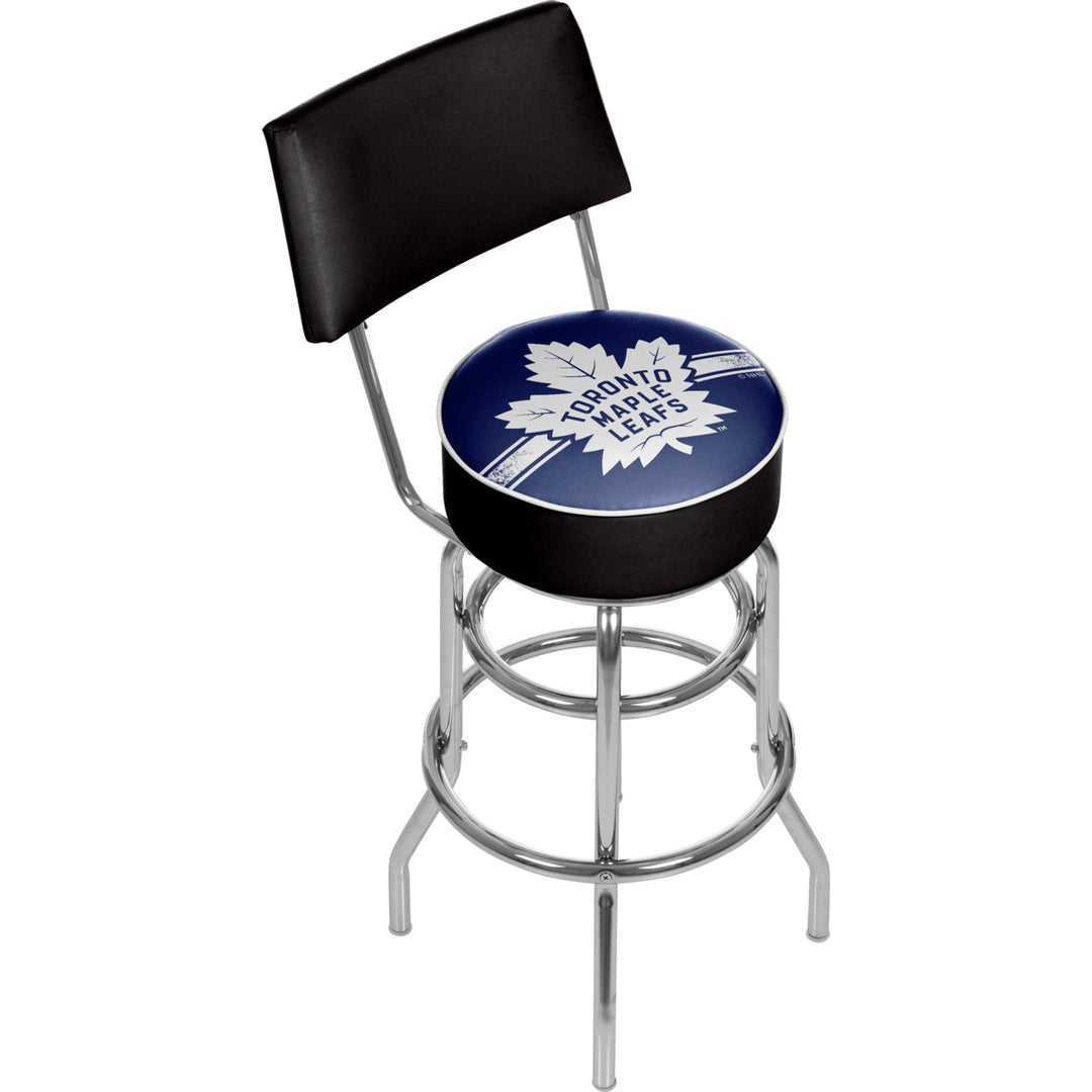 NHL Swivel Swivel Bar Stool with Back - Toronto Maple Leafs Image 1