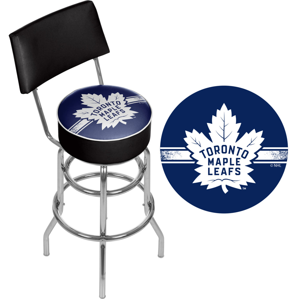 NHL Swivel Swivel Bar Stool with Back - Toronto Maple Leafs Image 2