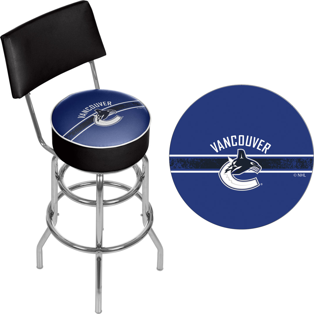 NHL Swivel Swivel Bar Stool with Back - Vancouver Canucks Image 2