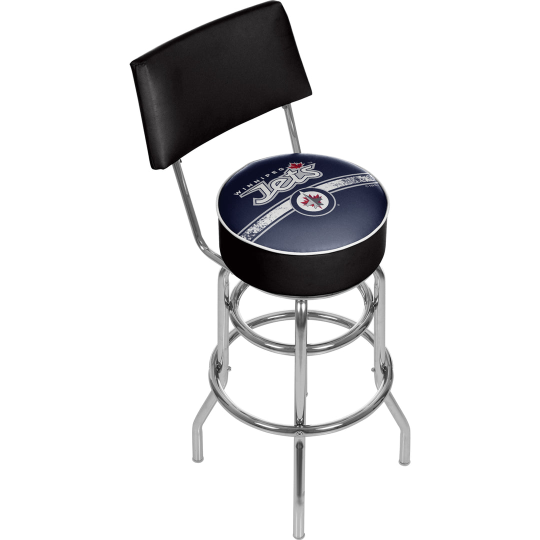 NHL Swivel Swivel Bar Stool with Back - Winnipeg Jets Image 1