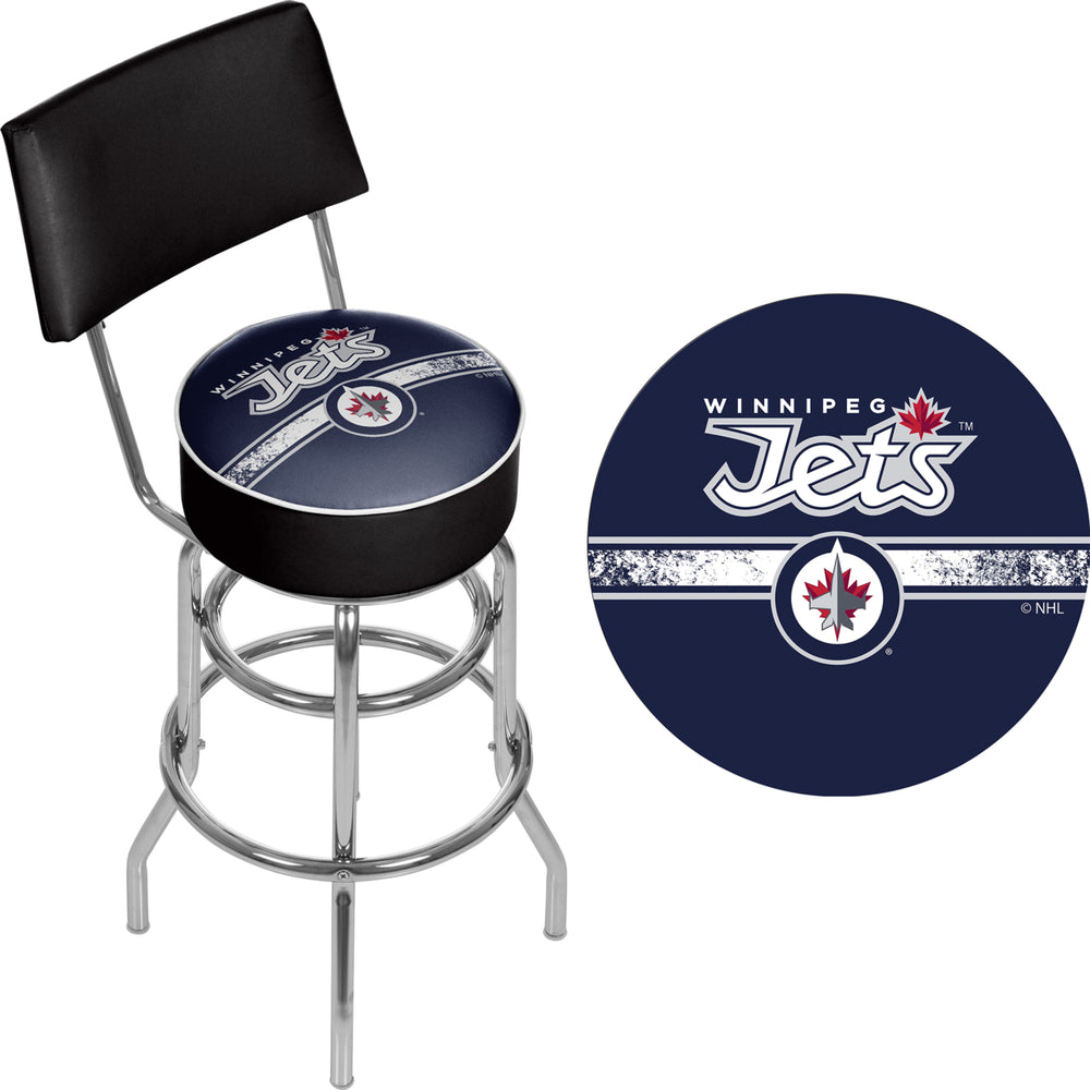NHL Swivel Swivel Bar Stool with Back - Winnipeg Jets Image 2