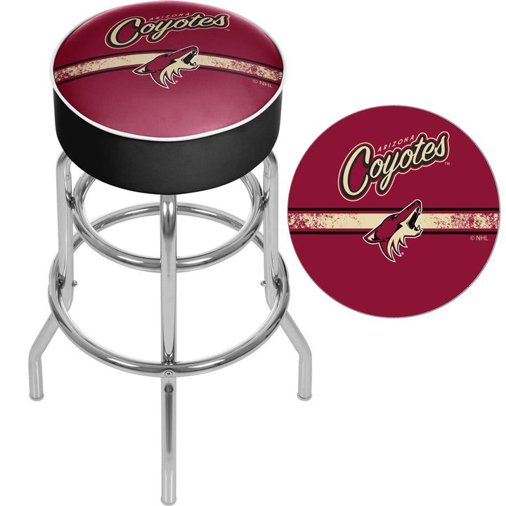 NHL Chrome 30 Inch Bar Stool with Swivel - Arizona Coyotes Image 2