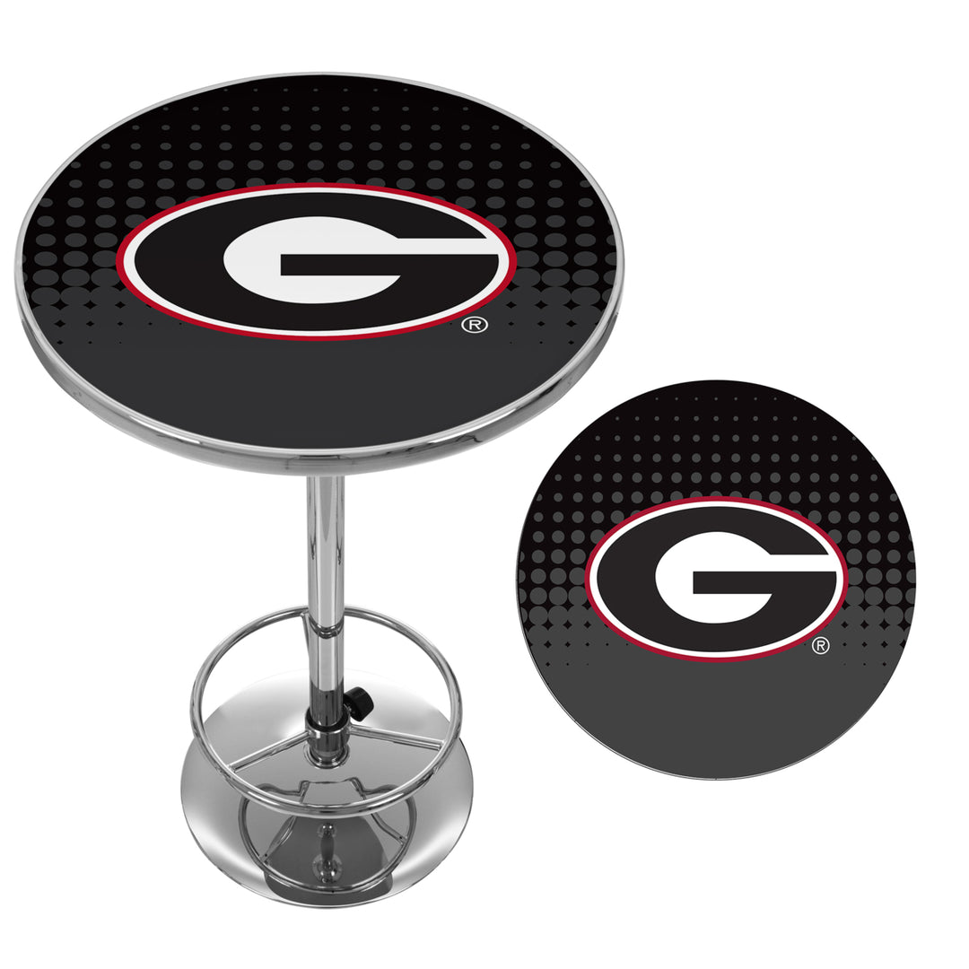 University of Georgia Chrome Pub Table 42 Inch Adjustable Footrest Game Image 2