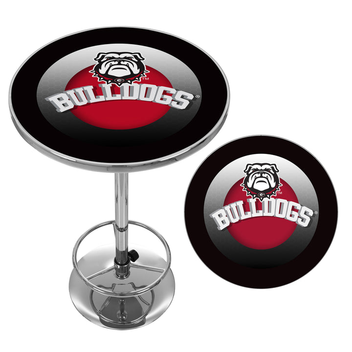 University of Georgia Chrome 42 Inch Pub Table Honeycomb Chrome Base Adjustable Foot Rest Image 2