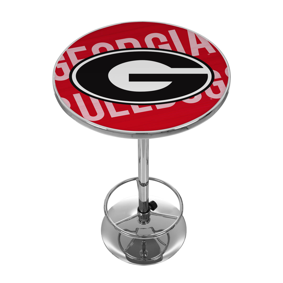 University of Georgia Chrome 42 Inch Pub Table - Wordmark Image 1