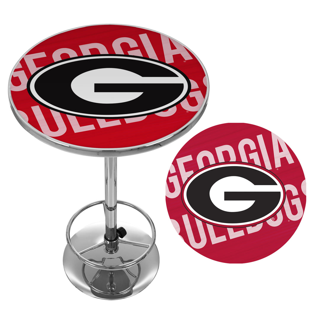 University of Georgia Chrome 42 Inch Pub Table - Wordmark Image 2