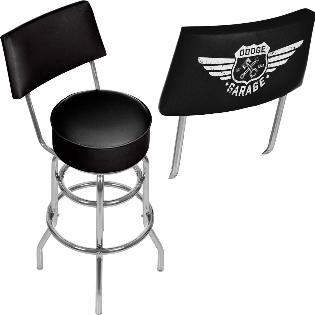 Dodge Garage Swivel Swivel Bar Stool with Back Image 1