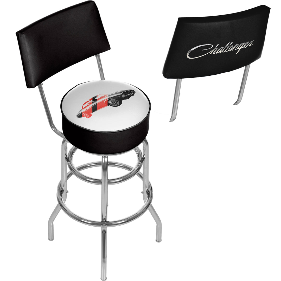 Dodge Bar Swivel Swivel Bar Stool with Back - Challenger Stripes 2 Image 1