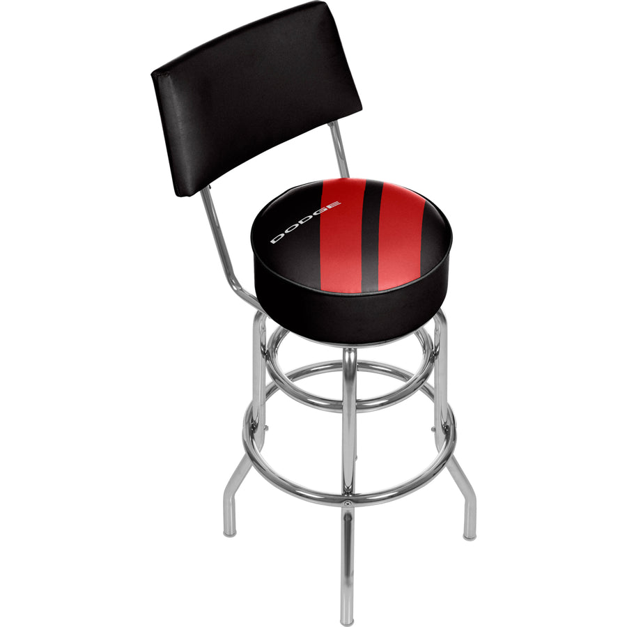 Dodge Bar Swivel Swivel Bar Stool with Back - Big Stripe Image 1