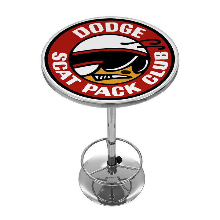 Dodge Chrome 42 Inch Pub Table Scat Pack Game Room Adjustable Foot Rest Image 1