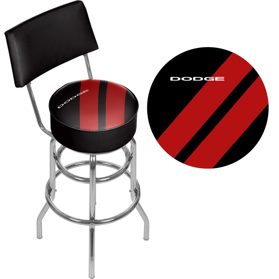 Dodge Bar Swivel Swivel Bar Stool with Back - Big Stripe Image 2