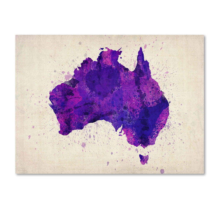 Michael Tompsett Australia Paint Splashes Map 14 x 19 Canvas Art Image 1