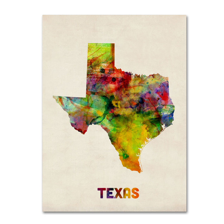 Michael Tompsett Texas Map 14 x 19 Canvas Art Image 1