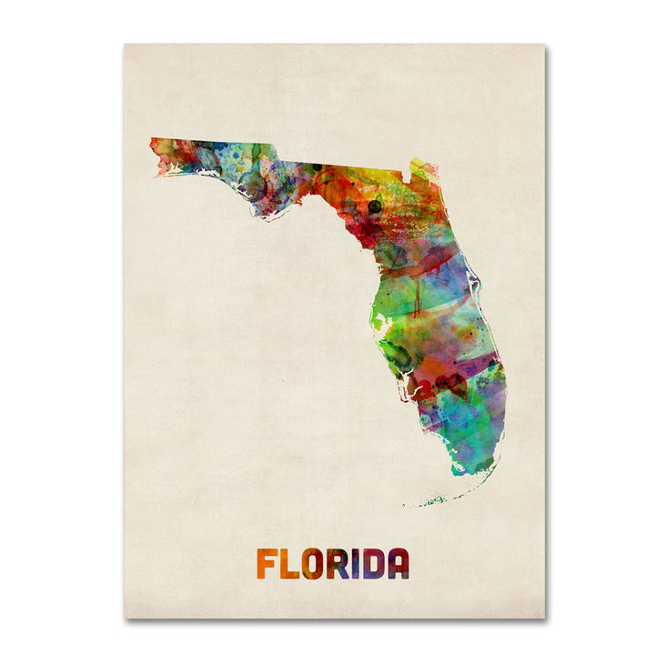 Michael Tompsett Florida Map 14 x 19 Canvas Art Image 1