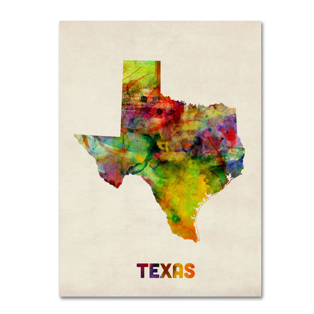 Michael Tompsett Texas Map 14 x 19 Canvas Art Image 2