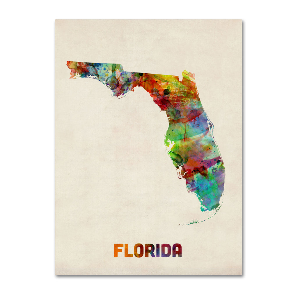 Michael Tompsett Florida Map 14 x 19 Canvas Art Image 2