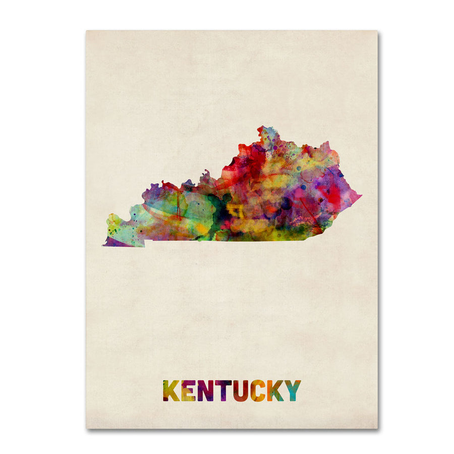 Michael Tompsett Kentucky Map 14 x 19 Canvas Art Image 1