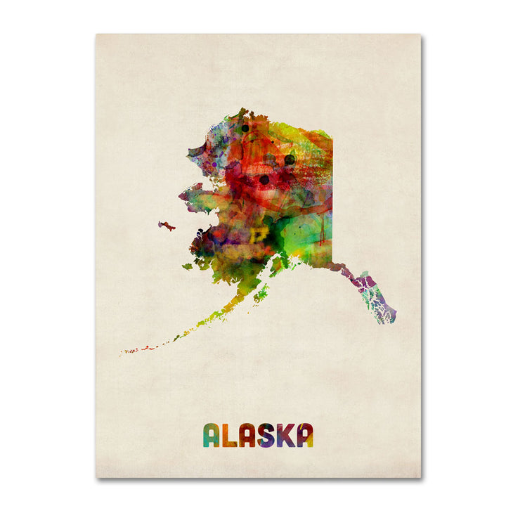 Michael Tompsett Alaska Map 14 x 19 Canvas Art Image 1