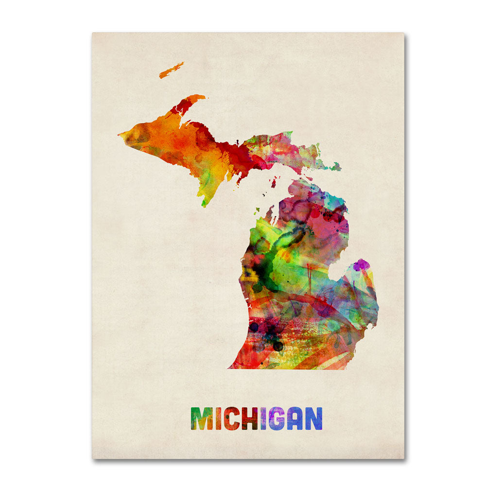 Michael Tompsett Michigan Map 14 x 19 Canvas Art Image 1