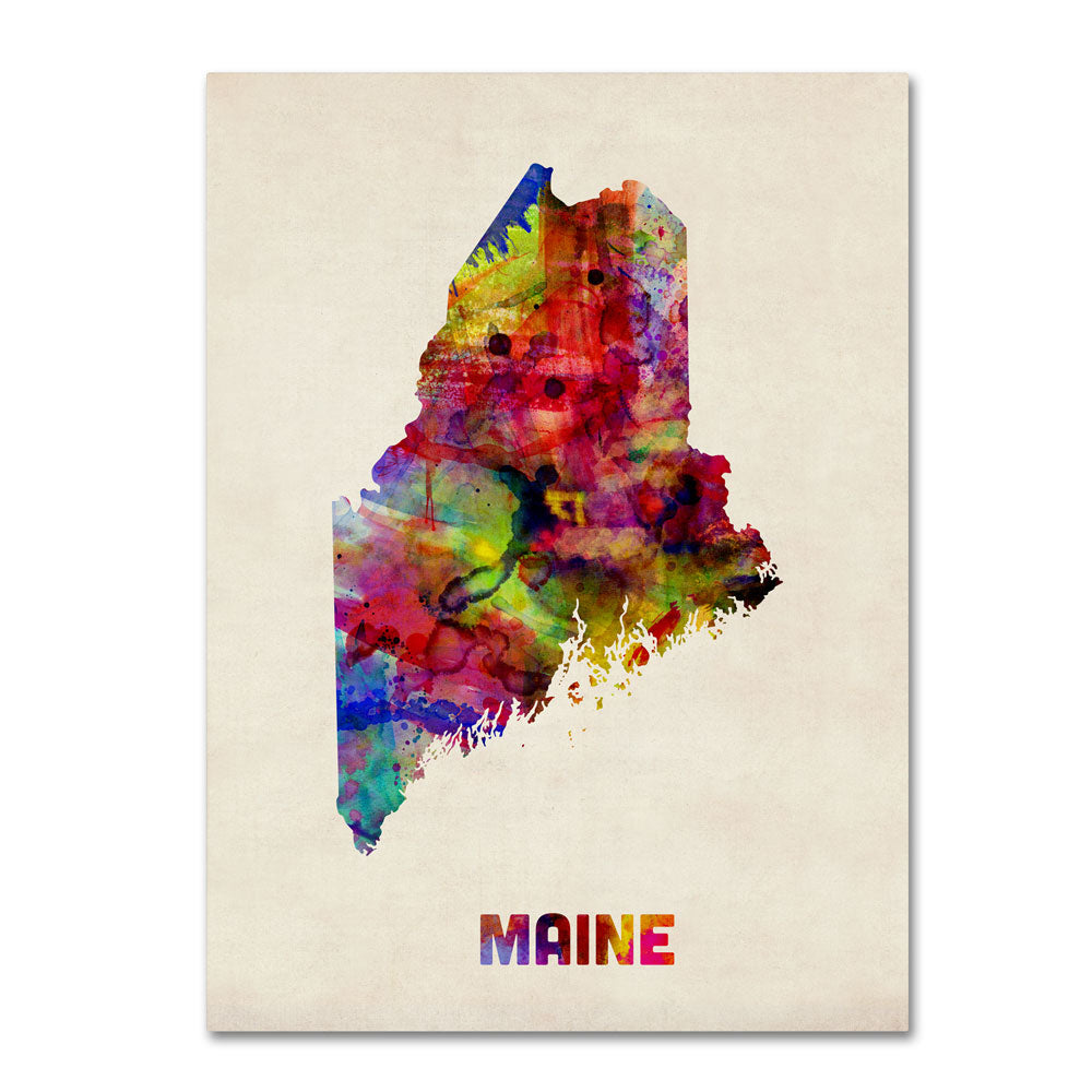 Michael Tompsett Maine Map 14 x 19 Canvas Art Image 1